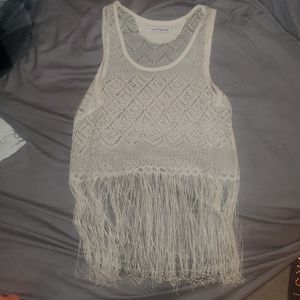 White Fringe Top